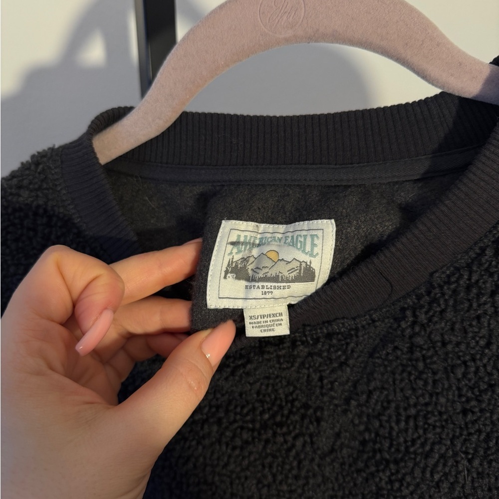 American Eagle Outfitters Black Sherpa Pullover Size XS - Picture 4 of 5